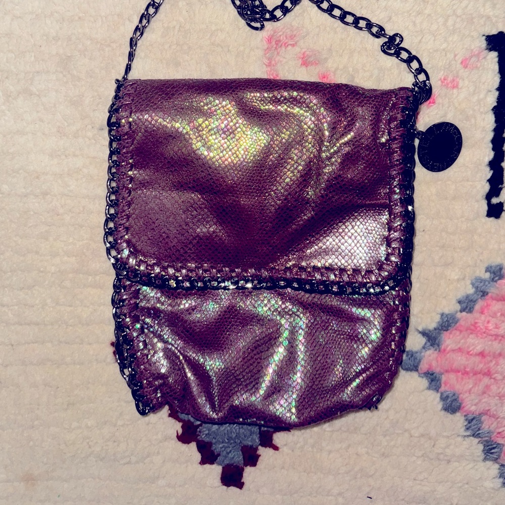 Stella McCartney Snake Skin Texture Crossbody Bag - Purple Metallic - Vintage